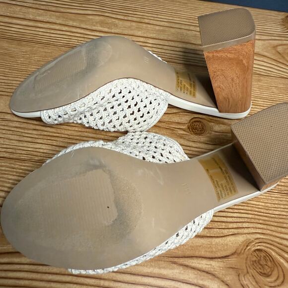 Steve Madden Cream Crochet Knit Block Heel Mules Womens 11 Cataleya - Picture 11 of 12